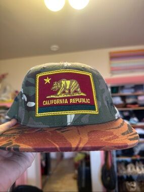 California Republic Camo & Orange Snapback Hat